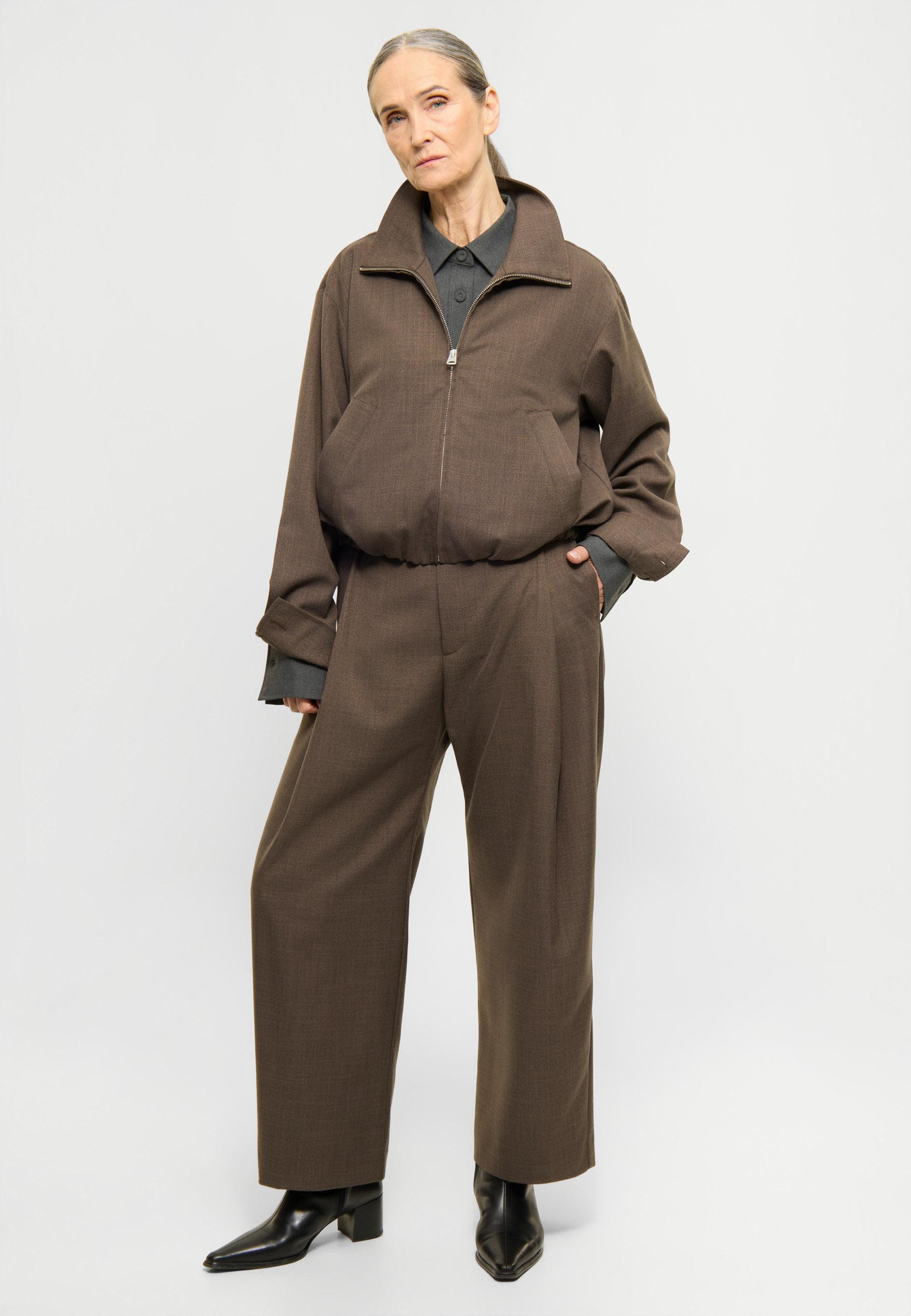Elvine Admira Pants Brown Melange Damen Bundfaltenhose braun